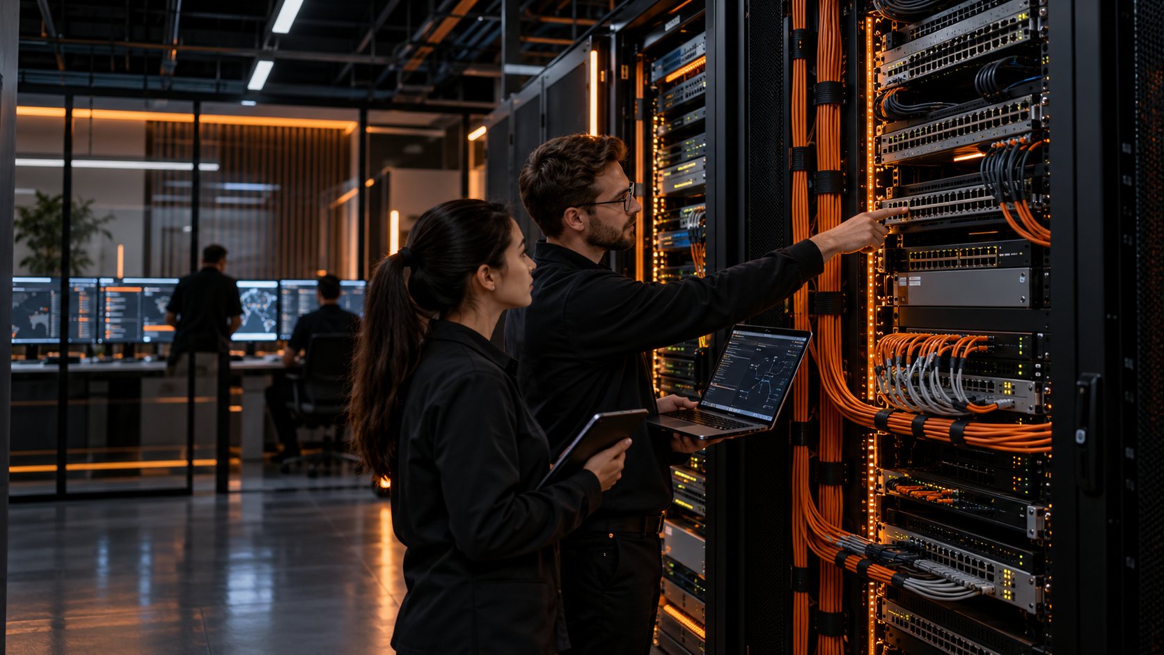 Enterprise network engineers in a data centre